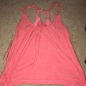 Pink ruffled tank top
